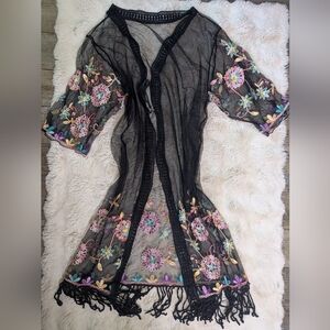 Coachella Vibes Embroidered Sheer Maxi Duster